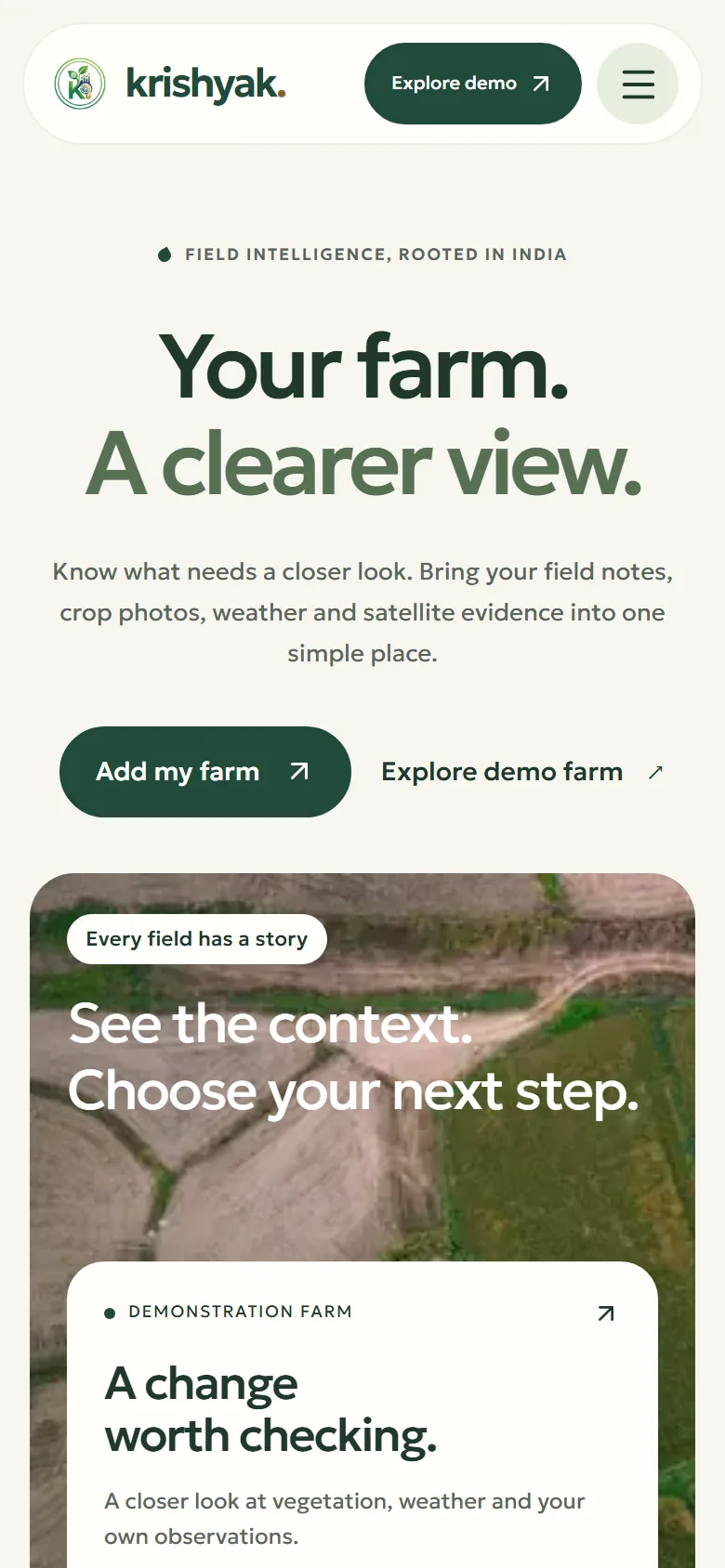 Krishyak homepage on a phone-sized screen.